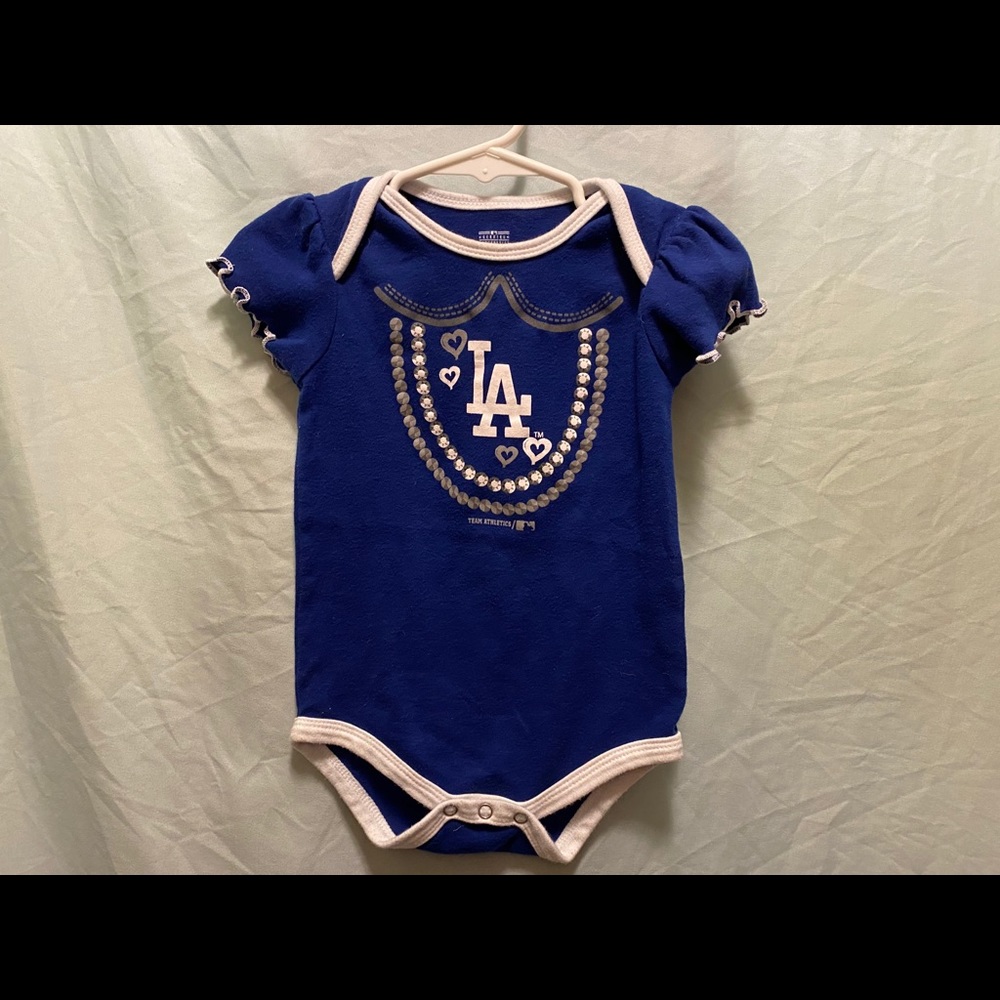 MLB Dodger’s onsie and dodgers bur-cloth